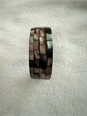 Inlaid Abalone Shell Bangle Bracelet